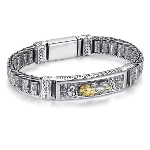Glowave 999 Sterling Silver Feng Shui Pixiu Bracelet, Fortune Protection Bangle, Wealth Pixiu Lucky Bracelet, Pixiu Bangle Bracelet For Women Men Gift