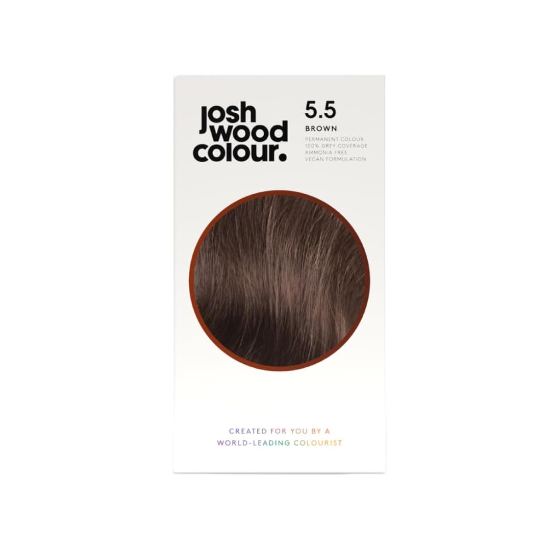 Josh Wood Colour Permanent 5.5 (Brown) Celebrity-approved ammonia-free - Leaves hair super shiny and hydrated with 100% grey hair coverage - Natural-looking and Vegan