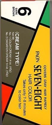 PAON Seven-Eight Hair Color #6 Dark Brown Refill - Tube 1 Color Cream 1.4 Oz - Tube 2 Oxidation Cream 1.4 Oz