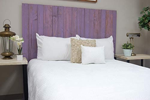 Barn Walls Lavender Headboard, Cottage Design Weathered, Solid Wood Headboard Floating Panels, Wall Mount, Adjustable Height Easy Assembly, King Size