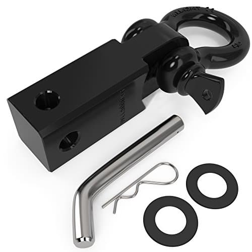 Shackle Hitch Receiver 2 Inch 11,000 Lbs Capacity Receiver Shackle Bracket with 3/4 inch D Ring Shackle, Shackle Isolator and 5/8 Pin for Trucks and SUV’s - A Complete Set !