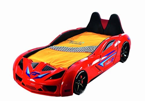 NITRO TURBO GT Kids Room Car Bed with Mattress Racing Sounds and Lights - RED
