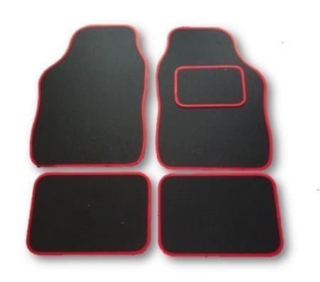 Rhinos-Autostyling FOR Kia Venga (2010-2018) - UNIVERSAL CAR FLOOR MATS BLACK WITH RED EDGING - 4 PIECE SET