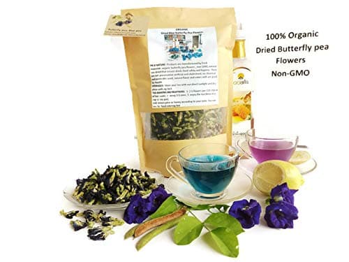 SaveALL Organic Dried Blue butterfly flowers (Clitoria ternatea) Herbal Tea Non GMO No pesticide or Chemical Carefully Selected dried Asian Pigeonwings Flowers Blue Tea 70 gram (2.45 ounces)