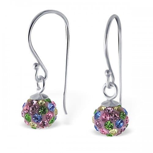 Crystal Ball 1 - 925 Sterling Silver Crystal Earrings