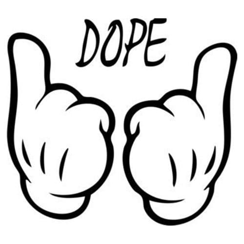 Dope Hands Style Decal Vinyl Sticker for Car Window Laptop (5.5" inches (White))