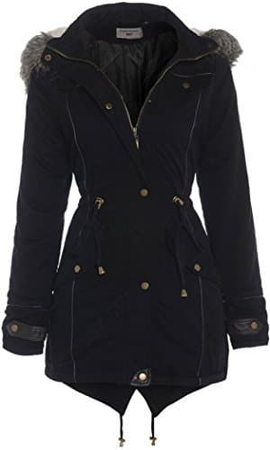 SS7 Black Oversized Hood Parka Womens Coat Sizes 8-24 (UK - 12)