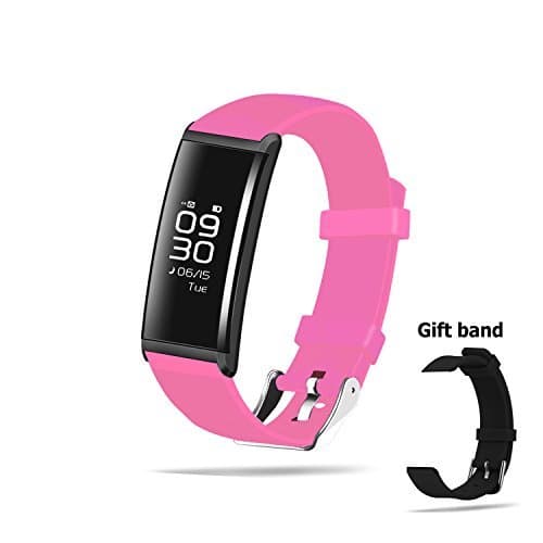 Fitness Women Sports Smartwatch [Heart Rate] Blood Oxygen Pressure Monitor [Call SMS Reminder] Smartband Waterproof Pedometer Calorie Tracker Wristband with Full Touch Screen for IOS/Android - (Pink)