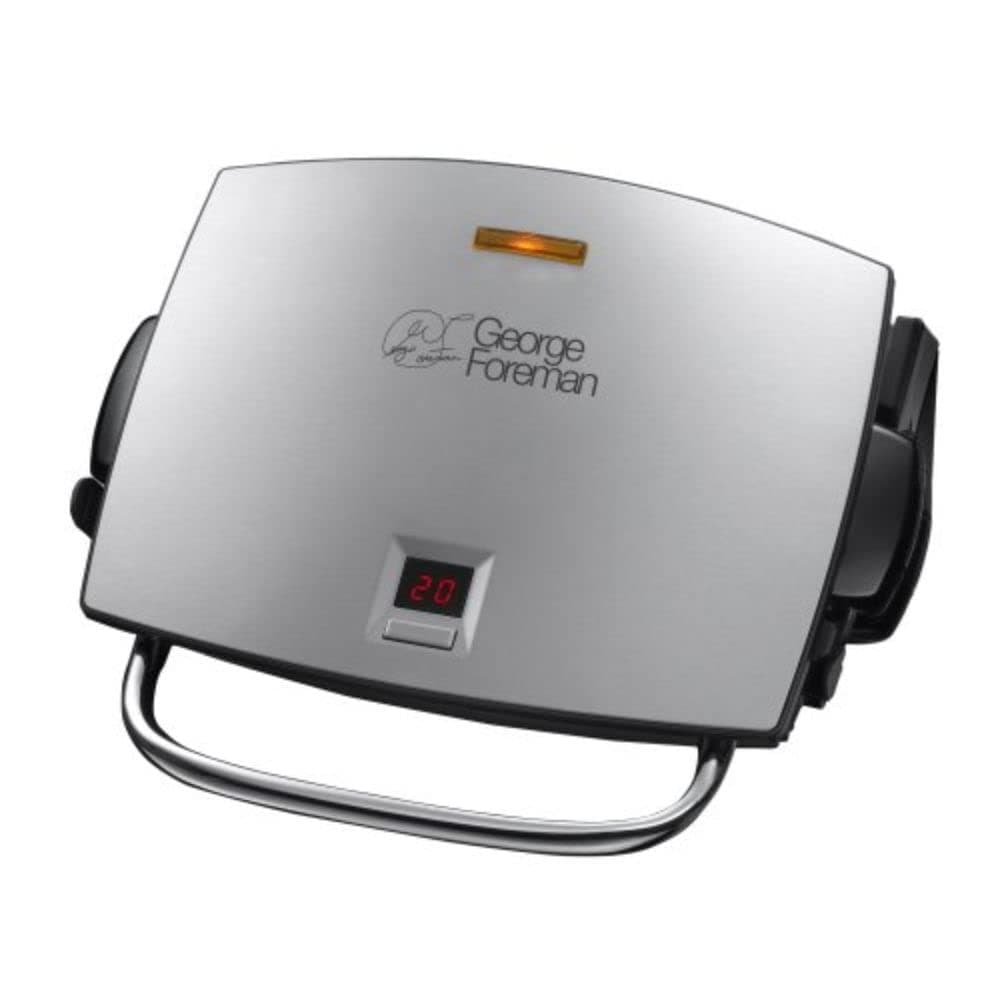 George Foreman 14525 4-Portion Family Grill and Melt with Removable Plates, Stainless Steel, 1550 W, Silver