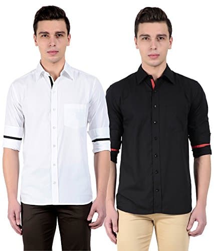 Street JunkiesBlack and White Slim Fit Shirt - Pack of 2
