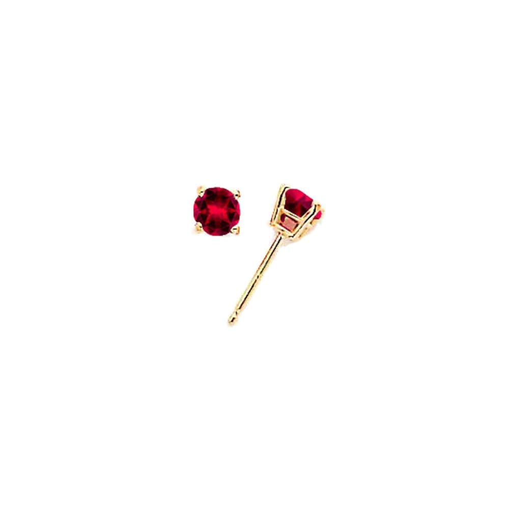 14k Yellow Gold Ruby Stud Earrings - 4mm