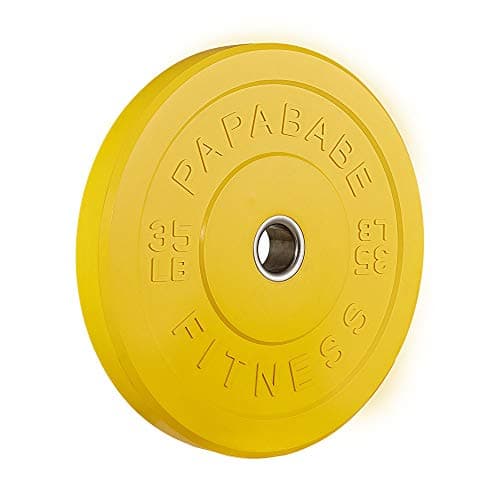 papababe Color Olympic Bumper Plate, Weights Plates, Bumper Weighted Plate (Sold- 10LB, 15LB, 25LB, 35LB, 45LB, 55LB) Steel Insert, Strength Training, Weightlifting, Squats (1X35LB)