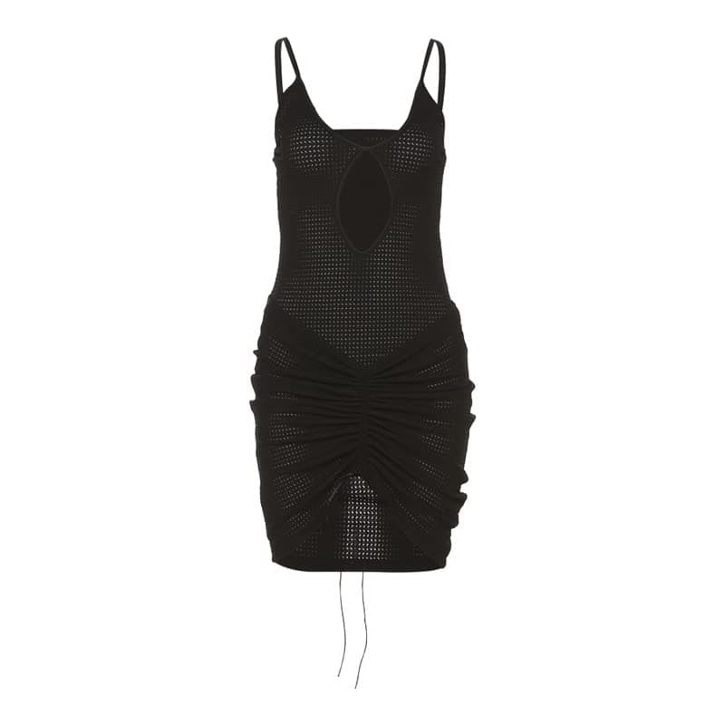 Sexy Mini Dress for Women Ruffled V Neck Hollow Out Backless Cut Out Bodycon Short Dress Y2K Party Beach