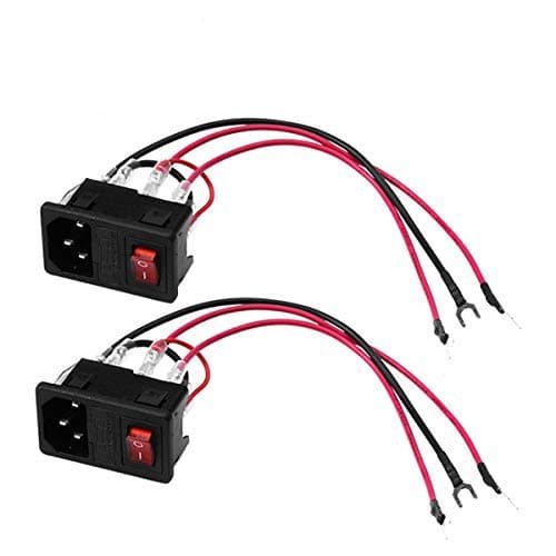 DEVMO 2PCS 3D Printer Power Switch 220V/110V 10A Short Circuit Protection Socket Inlet Module Plug with 250V Fuse Switch Compatible with Anet A8 Ender 2 and Most Printer