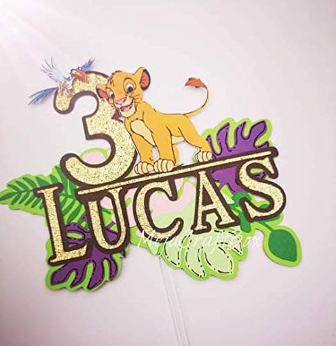 Personalised Lion King Simba glitter birthday cake topper any name any age party decoration (Simba)