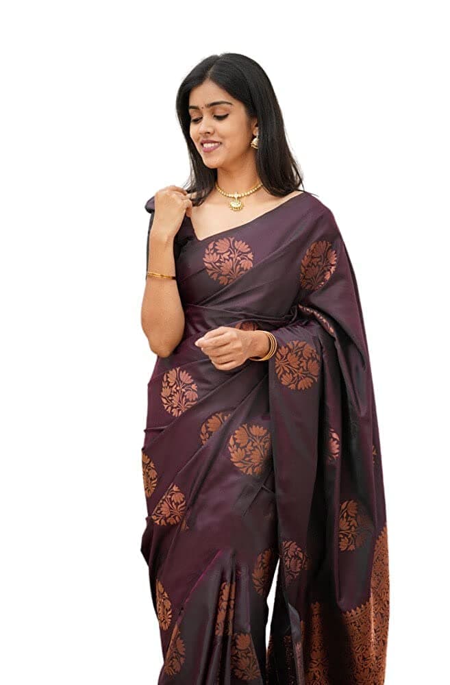 Textile Women's Banarasi Soft Silk Saree With Unstitched Blouse Piece (Free Size)