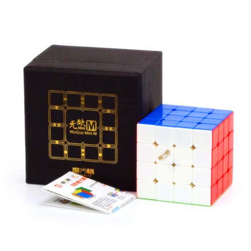 CuberSpeed QiYi Mini WuQue 4x4 M stickerless Speed Cube Mofangge Mini Wuque Magnetic Magic Cube