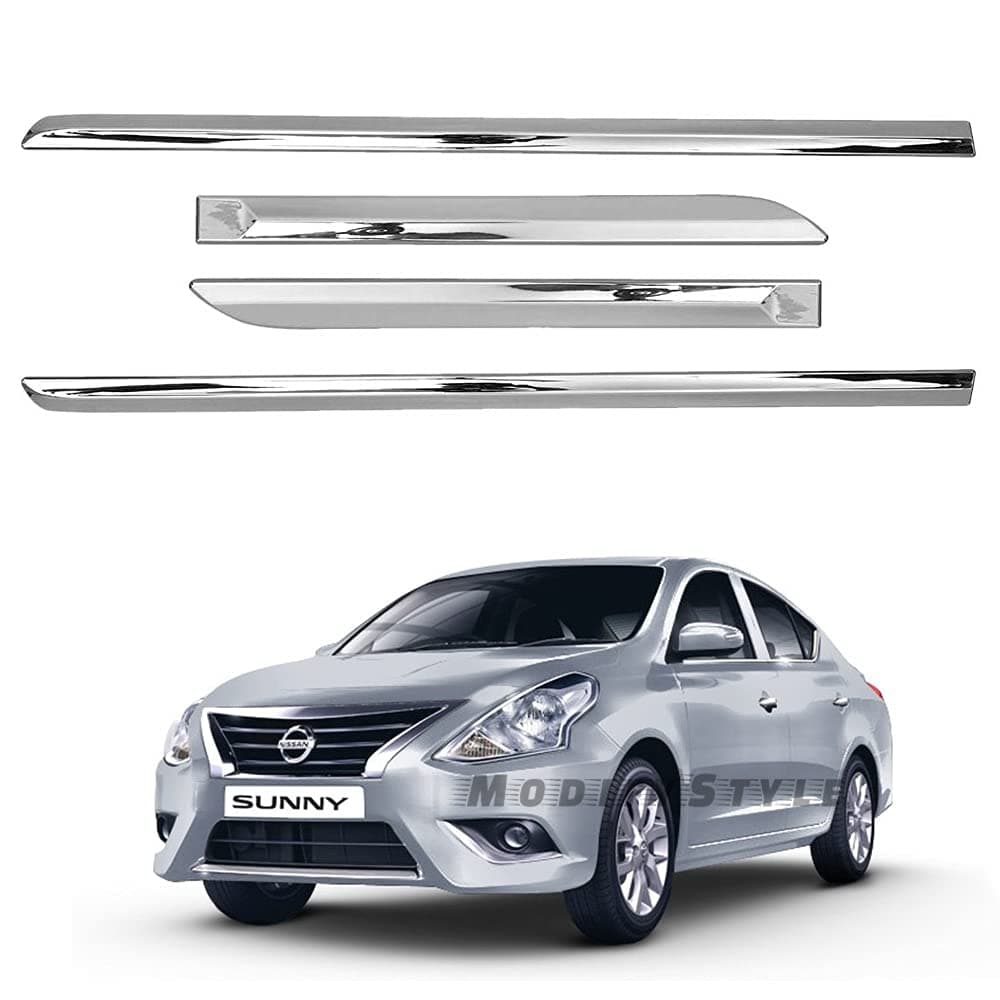 Side Beading/Side Cladding/Door Garnish/Door Protector Chrome Suitable for Nissan Sunny (2014 to 2020) Type 2 (Set of 4pcs)
