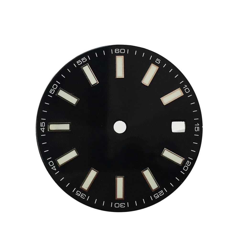 Mod Watch Parts 29mm Digital Sterile Black Silver Blue Strong Green Luminous Index Dial Fit for 2836 8215 3804 Movement (Black)