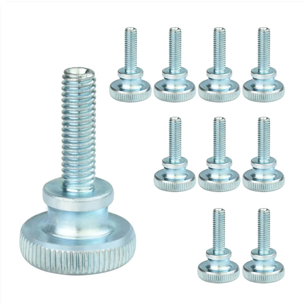Flat Knurled Head Screws 10Pcs M6 x 20 mm Thumb Screws Zinc Plated Carbon Steel Thumb Screw Flat Knurled Head Bolts Fastener Grip Thumb Screw Suitable for Machines Devices Furniture
