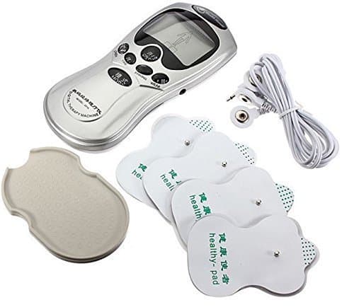8 in 1 Digital Therapy Machine | Electric Muscle Stimulator Device with Acupuncture & Vibration | Pain Relief Pulse Massager, 4 Pads with Palm Device, Battery & Electric Operated