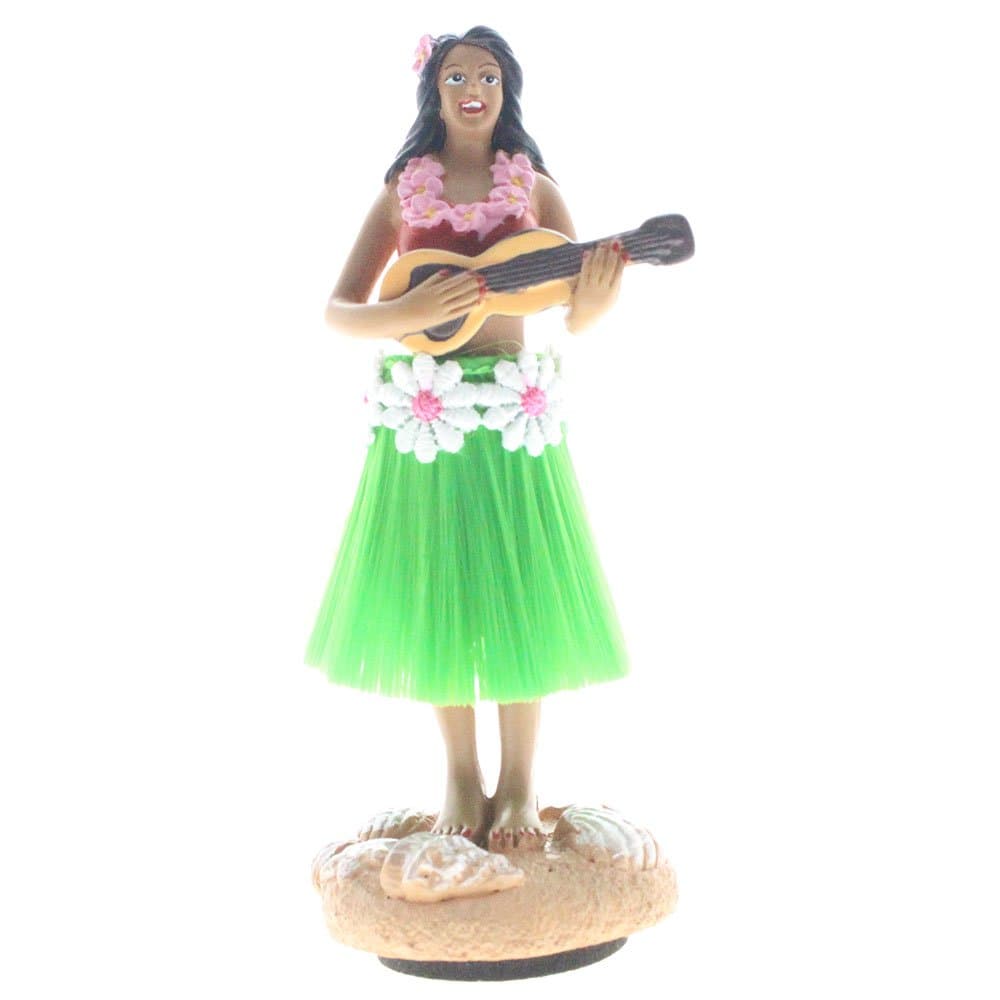 Hula Girl, SMYER Posing Mini Dashboard Doll 4.5" High (green skirt)