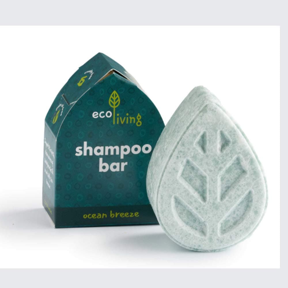 ecoLiving 85g Pure Organic Hair Shampoo Bar (50+ Washes) - pH Balanced, Zero Plastics or GMOs - Vegan & Cruelty Free – Perfect Hair Shampoo Bar for Normal, Natural and Greasy Hair – (Ocean Breeze)