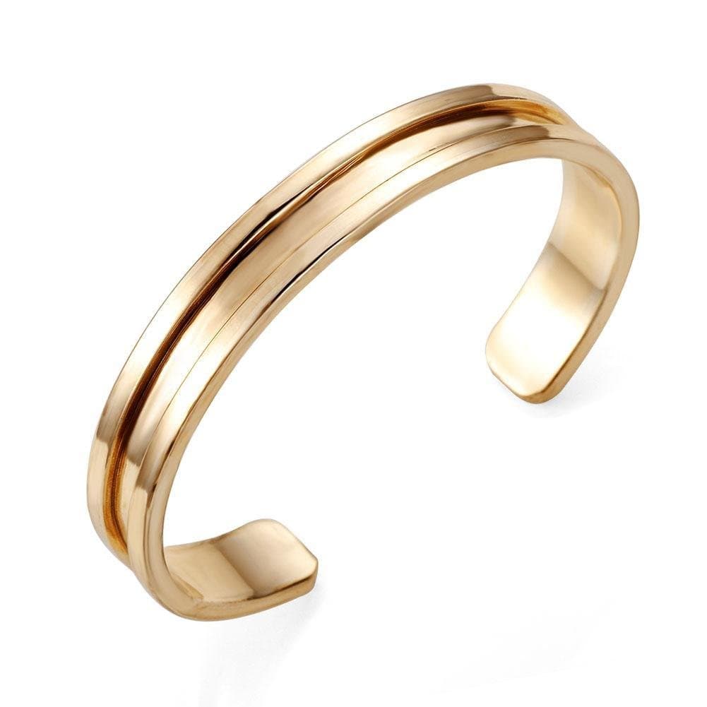Stainless Steel Cuff Bangle Hair Tie Bracelet for Women Band Elegant (Gold)