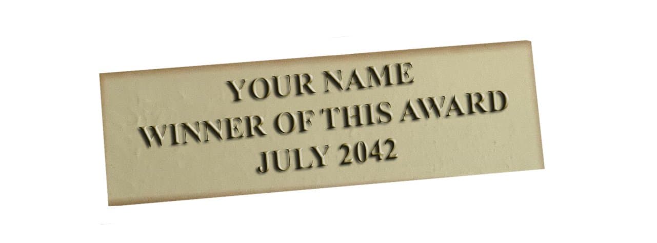 Engraving Plate EPM2 for Trophies & Awards - Engraved with your Engraving - 70mm x 20mm (design: gold)