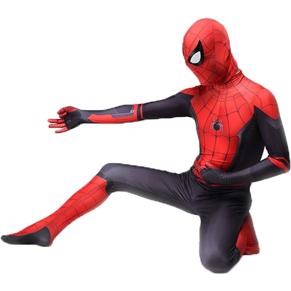 QWEASZER Spider-Man: Far From Home, Unisex Lycra Spandex Zentai Halloween Pretend Party Cosplay Costumes Suit Adult/Kids 3D Style,Spiderman Black Red-170～179cm