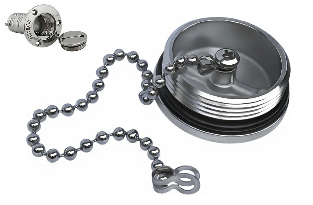 Alemon Marine Boat Replacement for Gas Cap Stainless Steel Deck Fill Filler Cap with Chain,1.5 inch