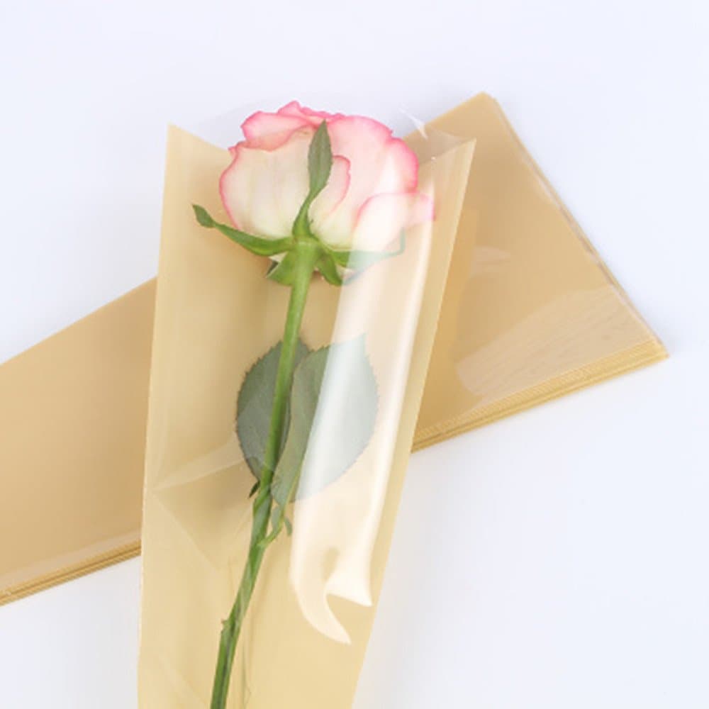 BBJ WRAPS Single Rose Packaging Bags Flower Bouquet Bag, 100 Counts (Kraft)