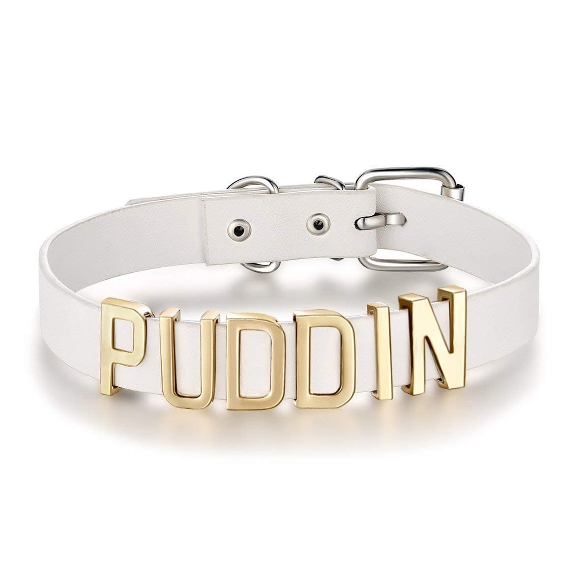 INMIX Personalized Adjustable High Neck Belt Gold Puddin Choker Necklace Collar for Women and Girls Kids Cosplay Games