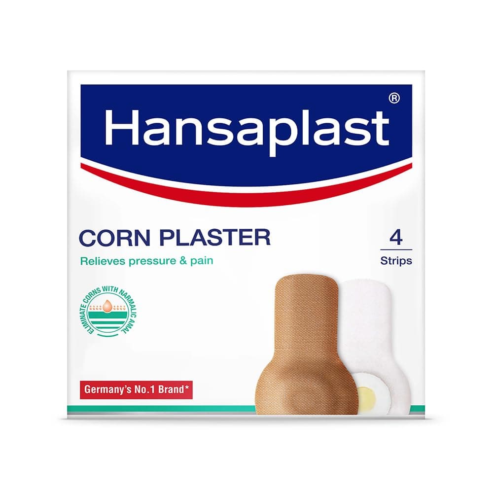 Hansaplast トウモロコシ石膏ストリップ、足用トウモロコシ除去石膏 | 各パックに4つのストリップ(サイズ:76 X 28 mm)