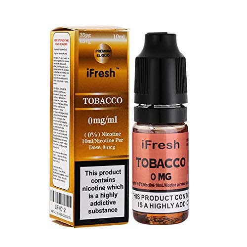 iFRESH 5 X 10ml E-Liquids l TOBACCO Flavour l Zero Nicotine l Vape Juice l 0 mg Nicotine Free