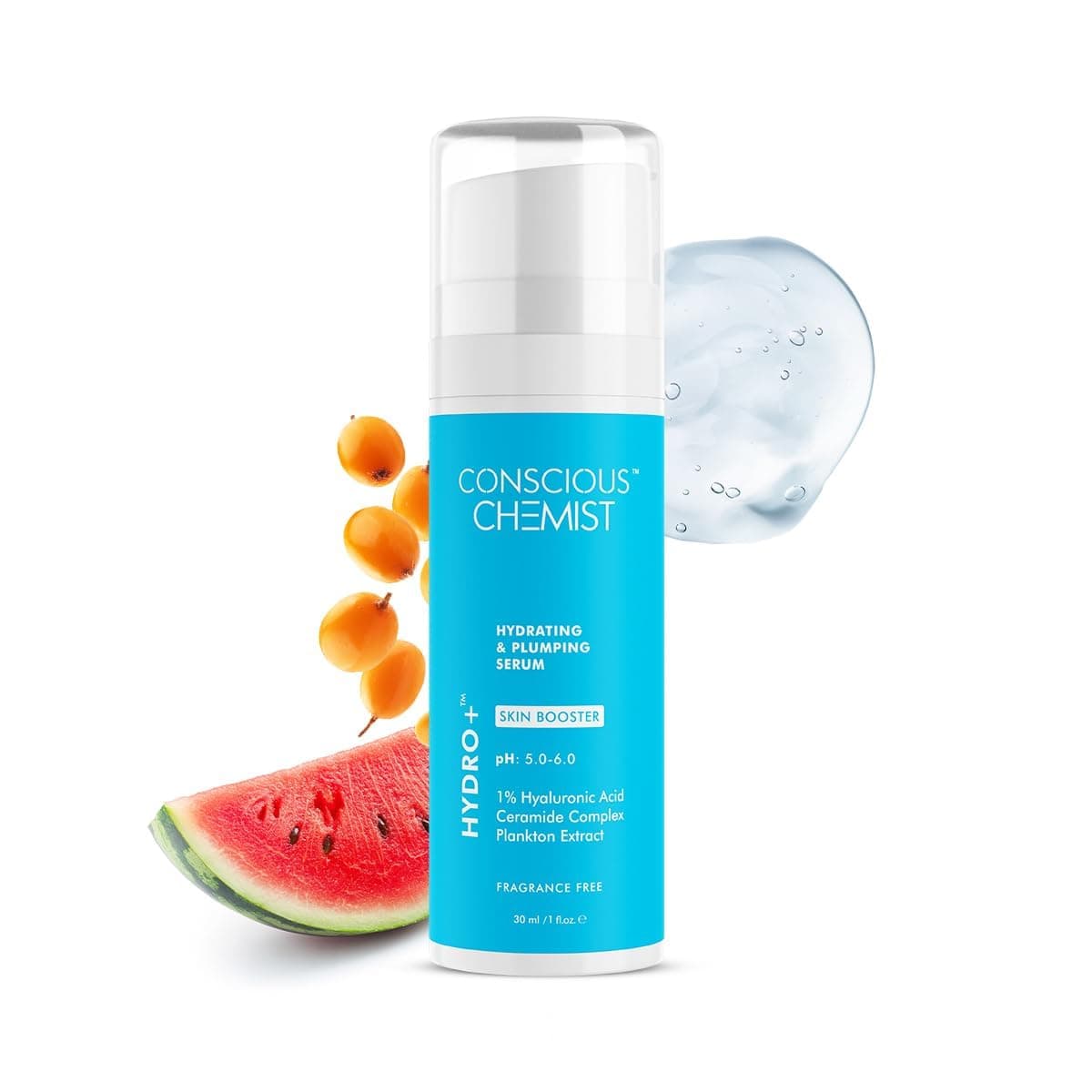 1% Hyaluronic Acid Serum | 30ml | Face Serum for Dry Skin, Ceramide, with Plankton Extract, Treat Dull & Dehydrated Skin, Plumps & Hydrates, For Men & Women - Hydro+