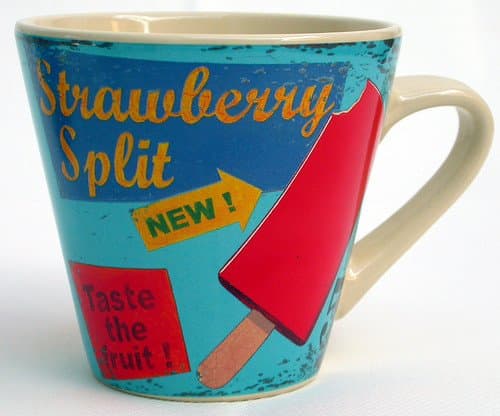 1-Piece Stoneware Strawberry Split Mug, Assorted Colors