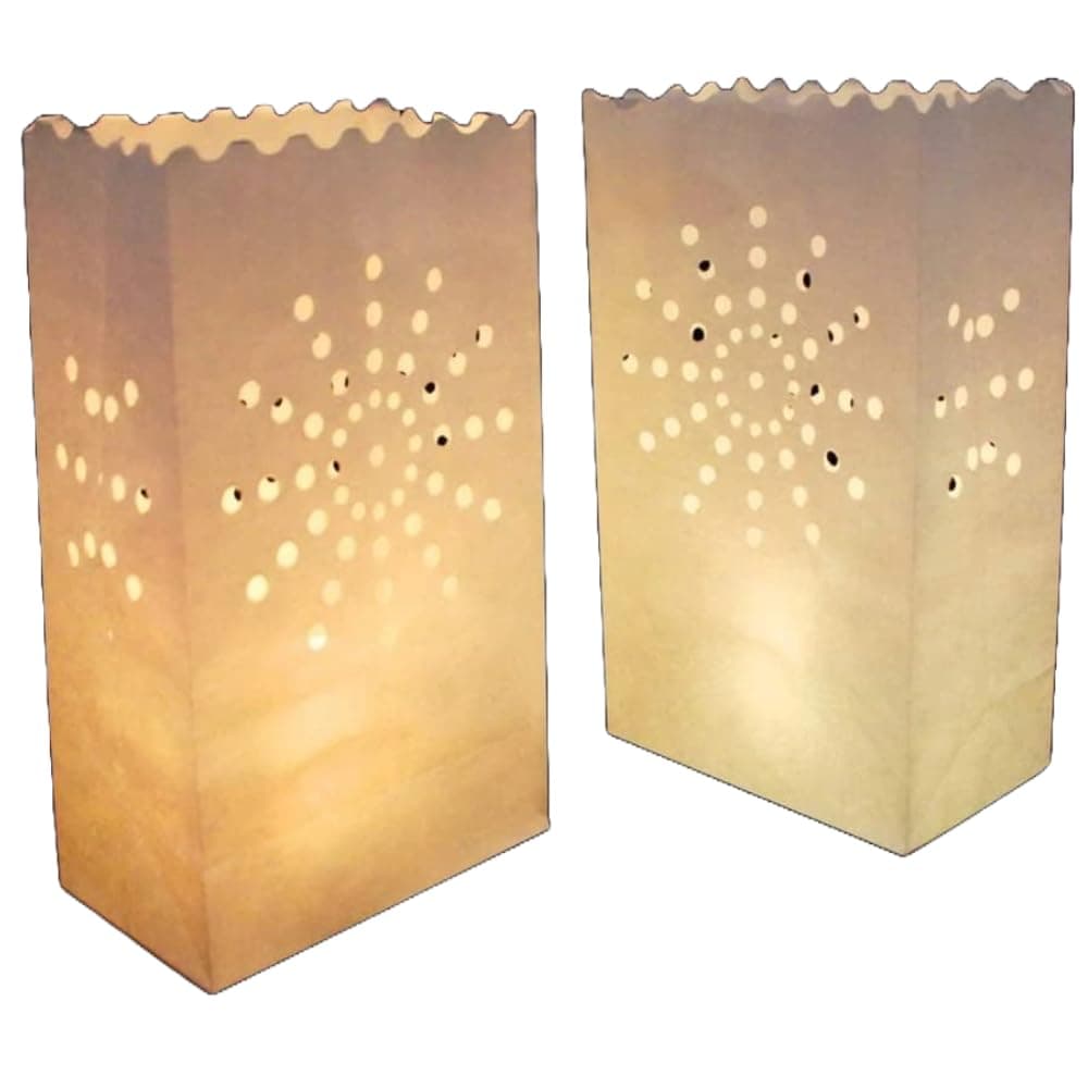 10pcs Sun Luminary Paper Candle Tea Light Lantern Bags Wedding Garden Anniversary Birthday Night Decorations Evening Party, White