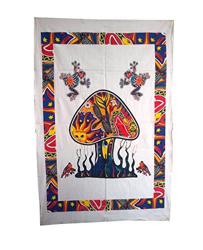 Shubhlaxmifashion Psychedelic Mushroom Tapestry Frogs Magic Shrooms Tapestry Dorm Tapestry Hippie Tapestry Wall Hanging Fantasy Bohemian Poster Trippy Animal Wall Art
