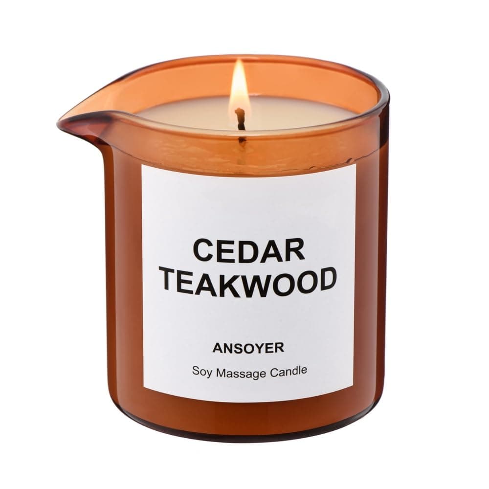 Massage Oil Candle| Massage Oil for Massage Therapy| Massage Lotion Candle| 8 OZ| Amazing Gift for Men or Women (Cedar Teakwood)