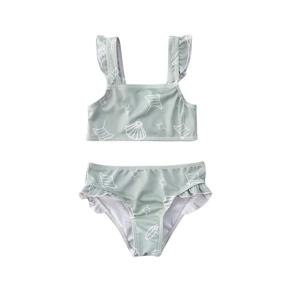 Toddler Baby Girl Swimsuit Two Pieces Tankini Set Ruffle Bathing Suit Bikini Swimwear Beachwear