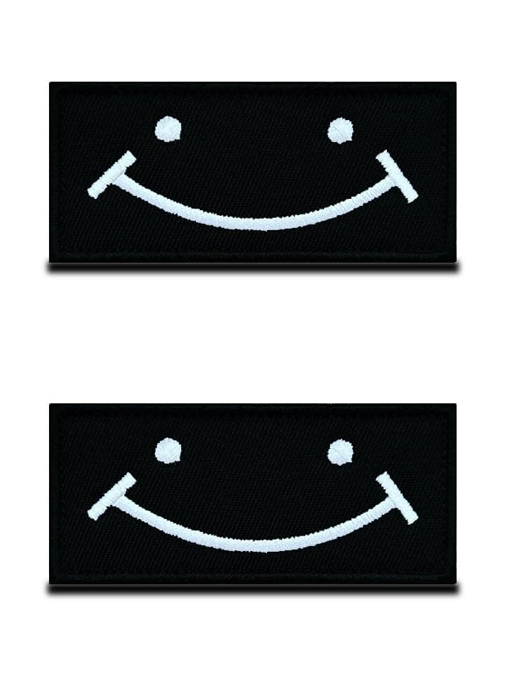 Zcketo2 Pack Funny Evil Happy Face DIY Hook and Loop Embroidered Tactical Applique Emblem Patch for Team Work Clothes Jersey Backpack Caps Biker Travel Tactical Military