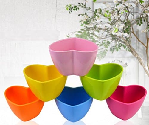 StarBox 5 Pcs Small Colorful Plastic Planters Succulents Plant Watering Pot Indoor and Outdoor Flower Pot (Hearts 5Pcs)