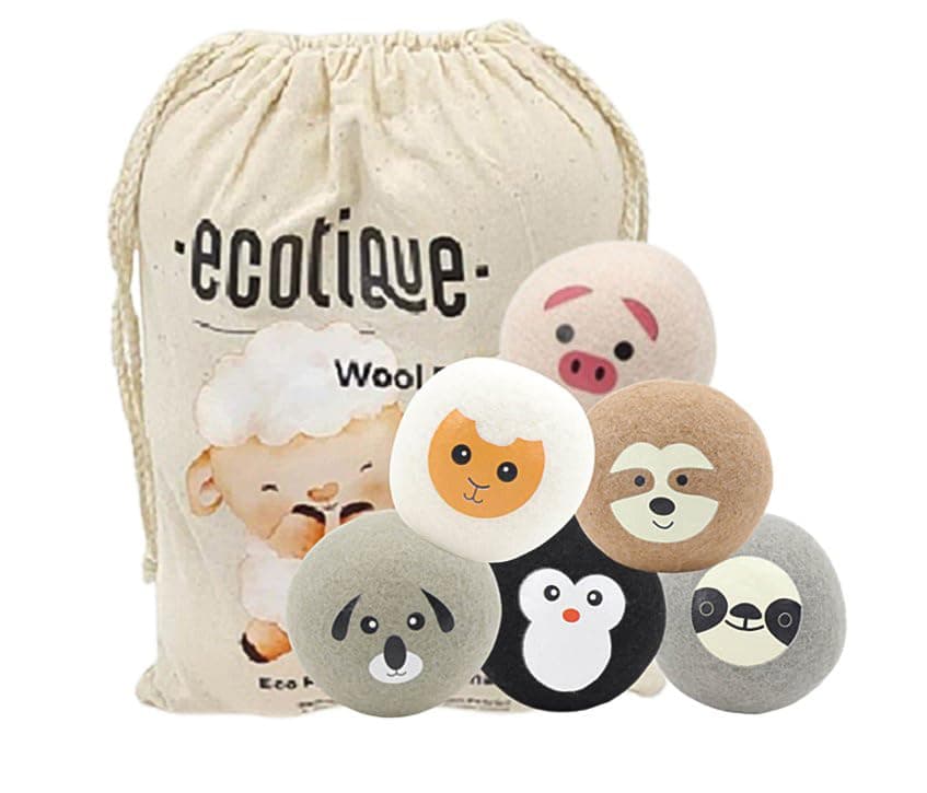 Organic Wool Dryer Balls - Pack of 6, 100% New Zealand Wool, Reusable, Fabric Softener 1000+ Loads, Baby-Safe, Energy Efficient, Wrinkle Reducing, Dryer Sheets Alternative, Fast Dry time, AS