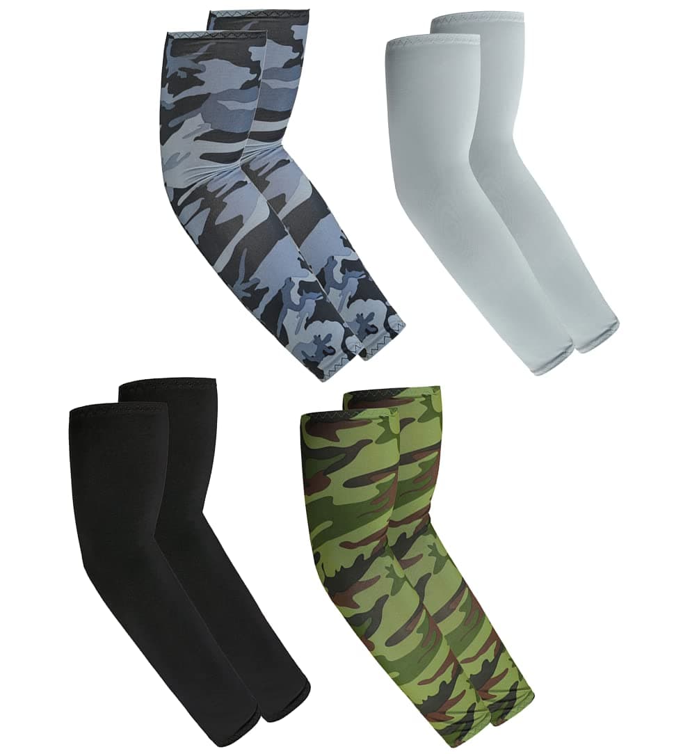 4 Pairs UV Sun Protection Arm Sleeves Cover for Men and Women - Tattoo Cover Up - Cooling Compression Arm Sleeves for Sports