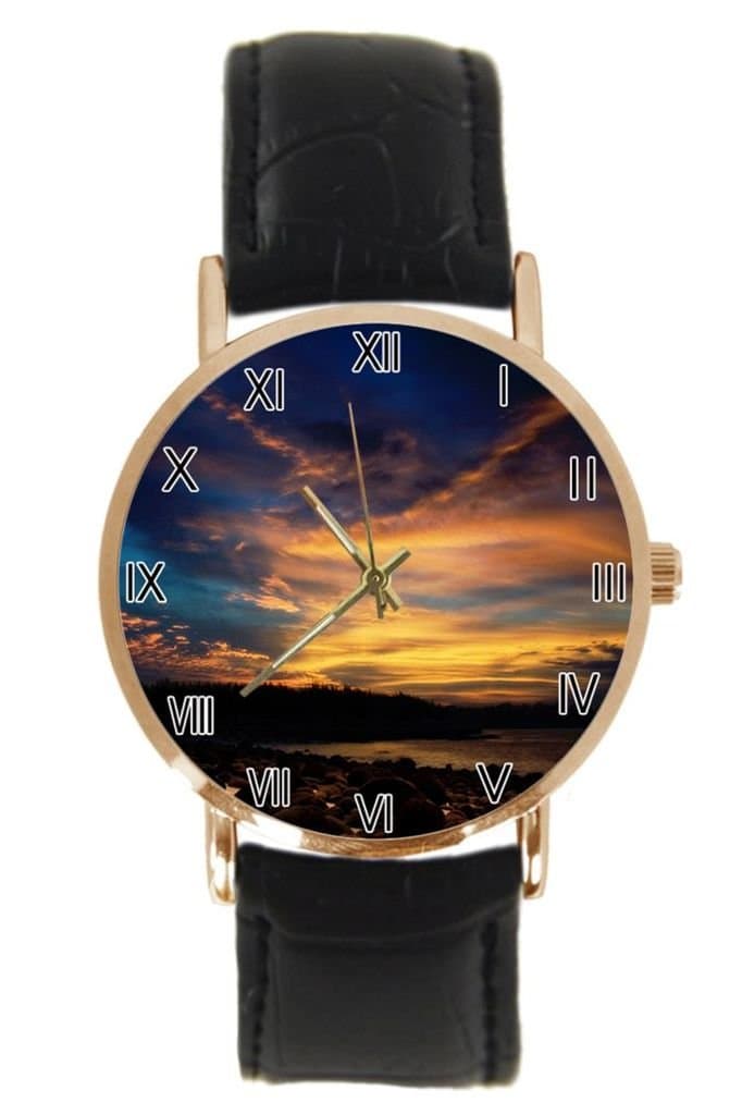 Henry Sunset Time Custom 100% NEW genuine leather Band fashion adult's Sport wrist watch
