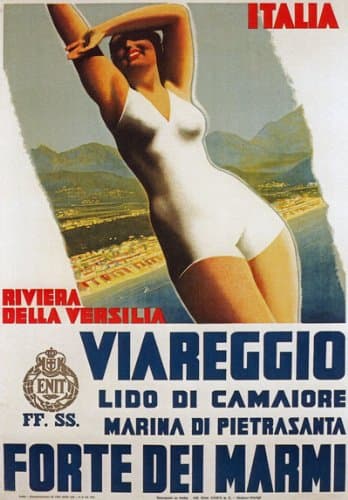 TV52 Vintage 1934 Viareggio Riviera Versilia Italy Italian Travel Poster Re-Print - A3 (432 x 305mm) 16.5" x 11.7"