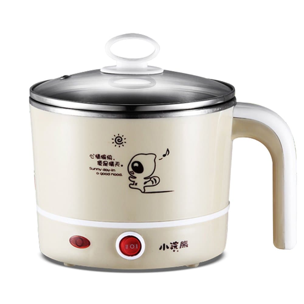 Lotor Portable Mini Electric Pot Kettle Cooker for Cooking Soup Rice and Steamed Food HM-60C (Khaki)