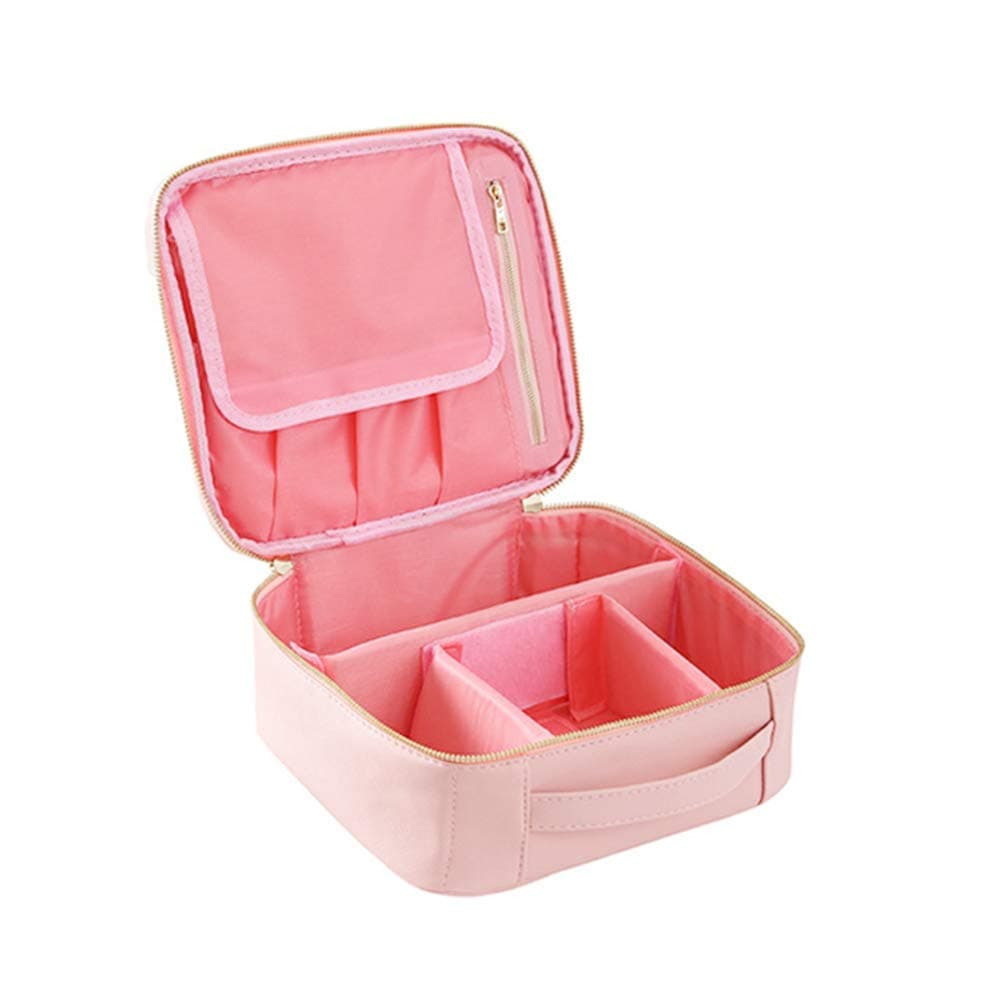 Cosmetic Makeup Bag Lazy Drawstring Makeup Bag Organiser for Women Girls, Portable Size Large Capacity, Fashion Pattern Design, Outer Waterproof, Quick Pack (Pink Professional)