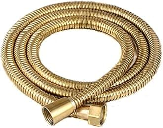 Shower Hose 1M 1.5M 2M 3M Extra Long Shower Hose for Handheld Shower Head Stainless Steel Pipe Brass Nut Thickening 2m Shower Hose (Color : Gold, Shower Arm Length : 2M)